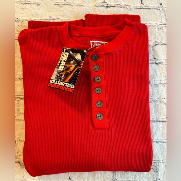 UNLIMITED MARLBORO MADE IN TAIWAN 100# COTTON RED HENLY MENS THERMAL SHIRT MED - Picture 5 of 5
